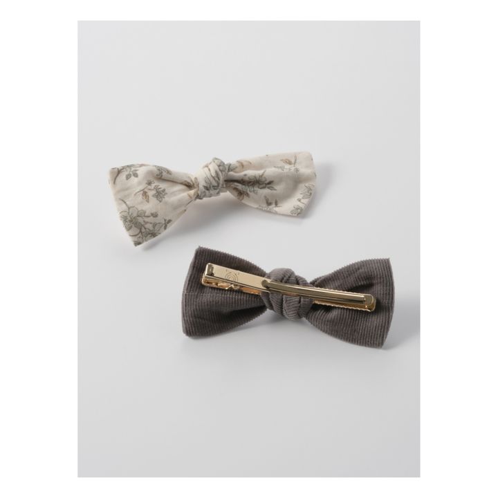 Edeline Bow Hair Clips - Set of 2 | Gris- Imagen del producto n°2