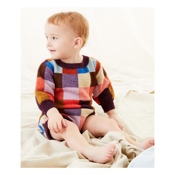Baby Alpaca Wool Checked Romper | Brown- Product image n°1