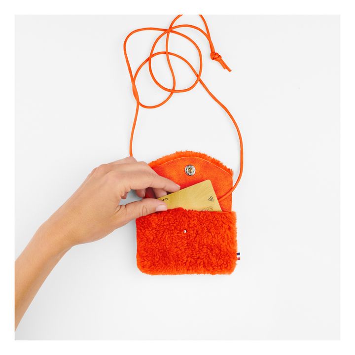Merino Wool Shearling Wallet - Adult Collection - Orange- Product image n°1