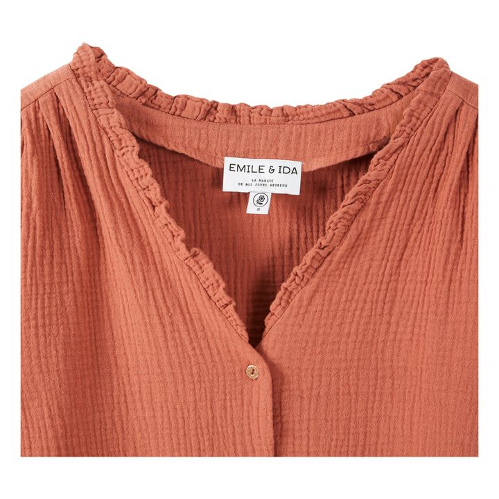 Cotton Muslin Blouse - Women’s Collection - Brick red- Product image n°1