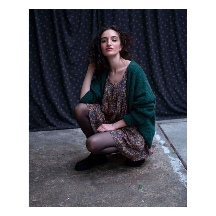 Oversize Recycled Mouliné Wool Cardigan - Women’s Collection | Verde- Imagen del producto n°2
