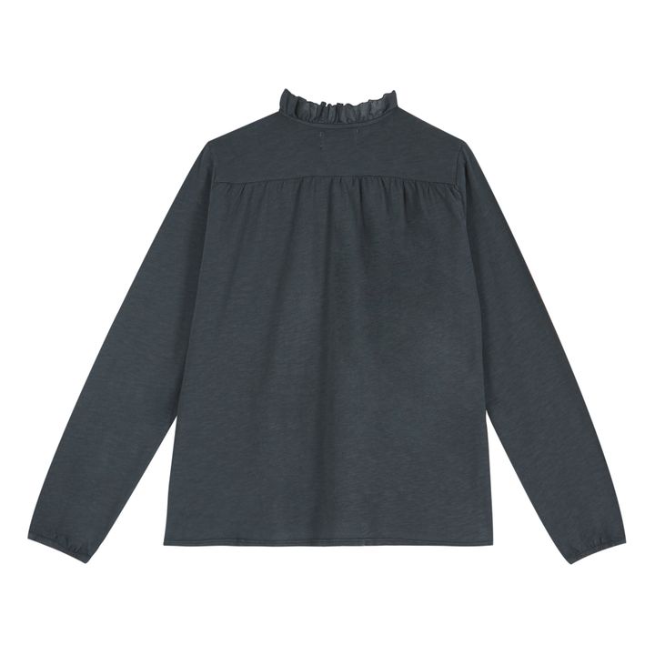 Organic Cotton Button-Up T-shirt - Women’s Collection - Gris Antracita- Imagen del producto n°1
