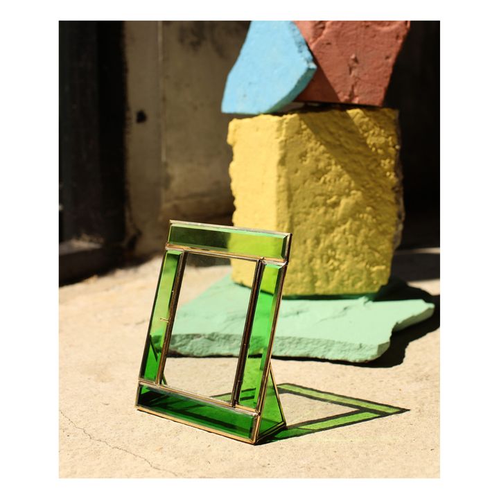 Cadre photo en verre et laiton Bonnie | Vert émeraude- Image produit n°1