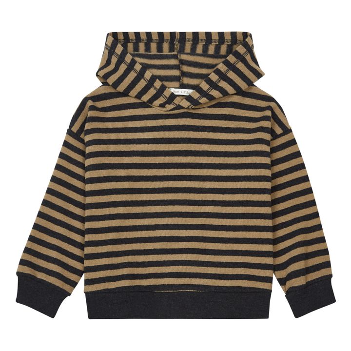 Pull à Capuche Maille Rayé | Gris anthracite- Image produit n°0