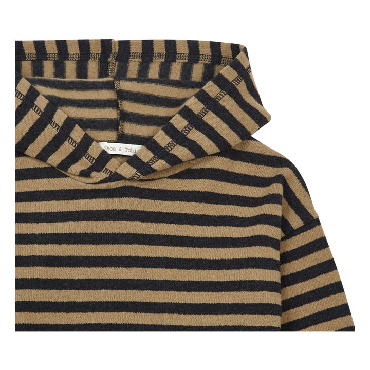 Pull à Capuche Maille Rayé | Gris anthracite- Image produit n°1