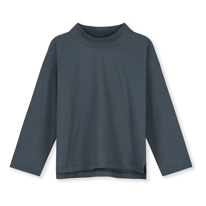 Organic Cotton Striped Turtleneck T-shirt Graublau- Produktbild Nr. 0