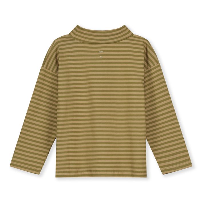 Organic Cotton Striped Turtleneck T-shirt Verde oliva- Immagine del prodotto n°5