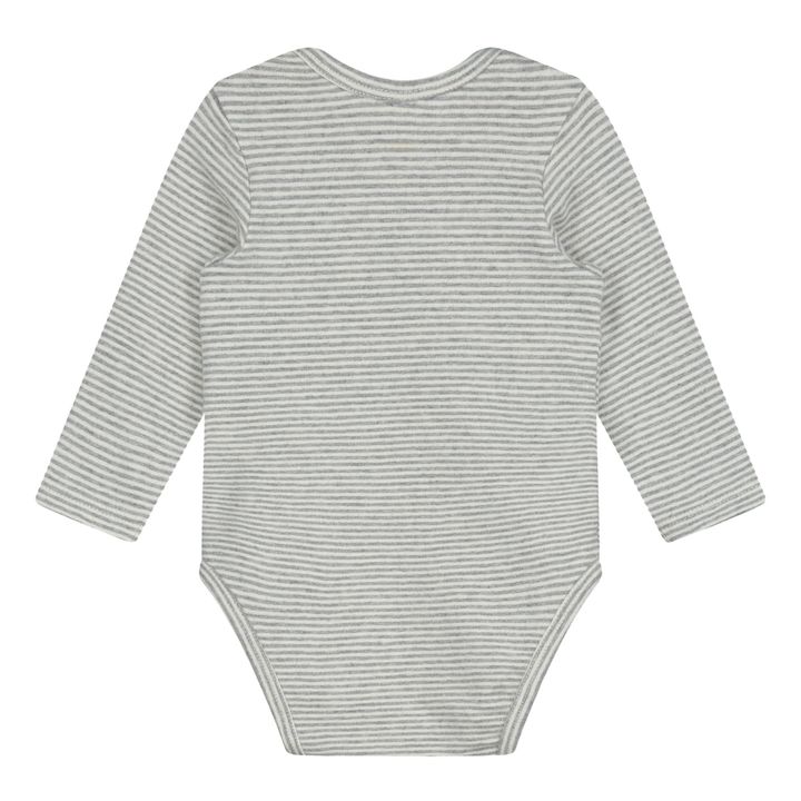 Body de rayas con cuello redondo Algodón orgánico | Gris- Imagen del producto n°1