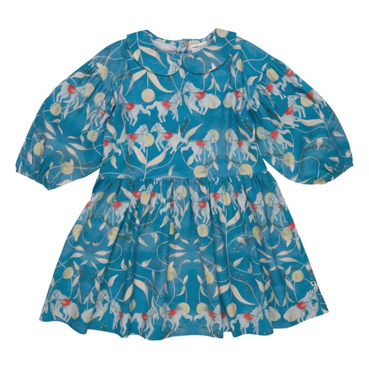 Horse Print Dress | Blue- Product image n°0