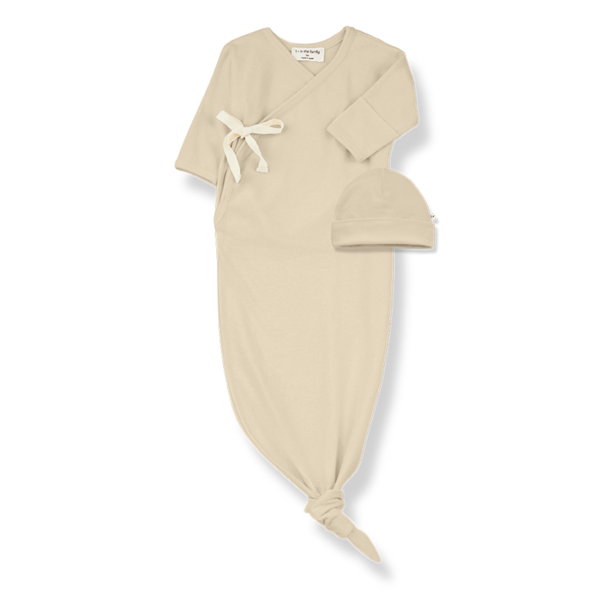 Saquito con lazos Clothilde de algodón orgánico Beige- Imagen del producto n°0