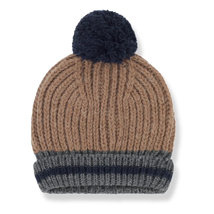 Sangei Two-Tone Pompom Beanie | Caramel- Product image n°0