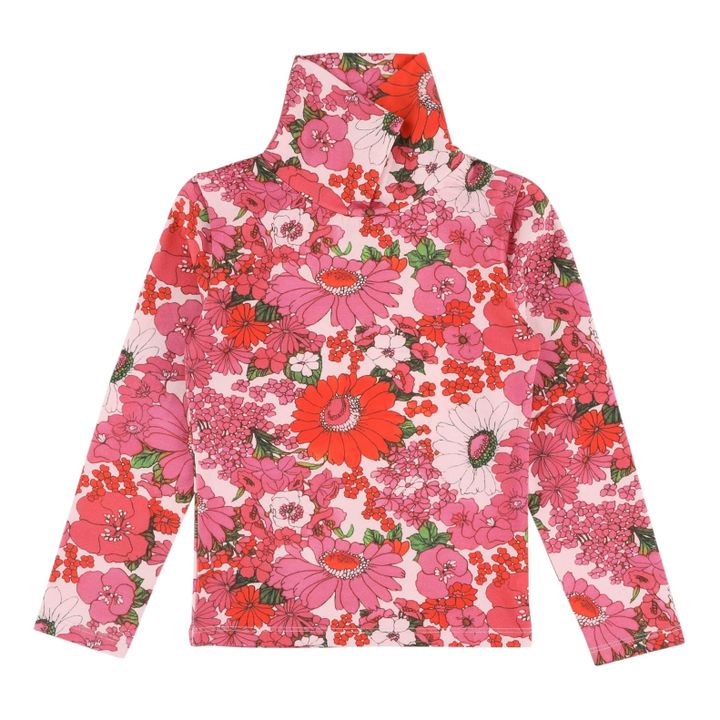T-shirt Col Roulé Fleurs | Rose- Image produit n°0