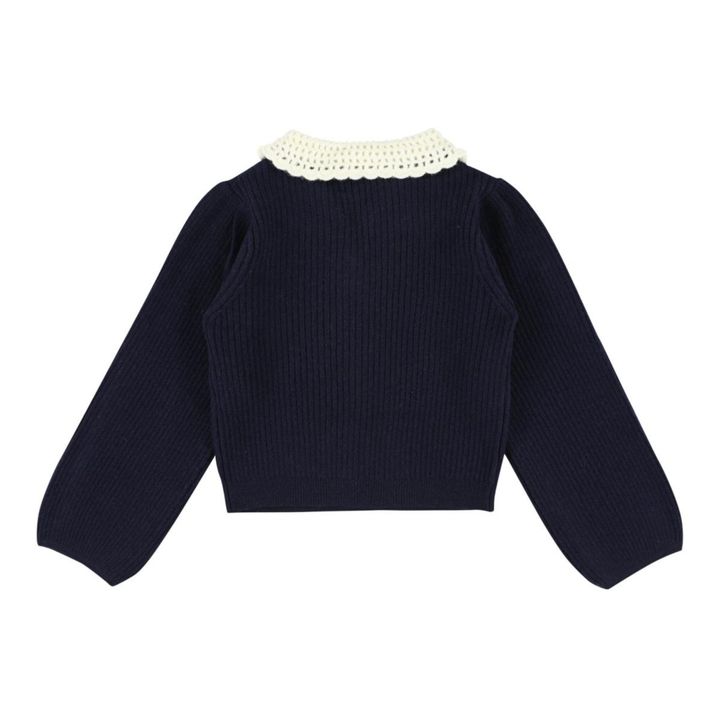 Cardigan Col Reine | Bleu marine- Image produit n°1