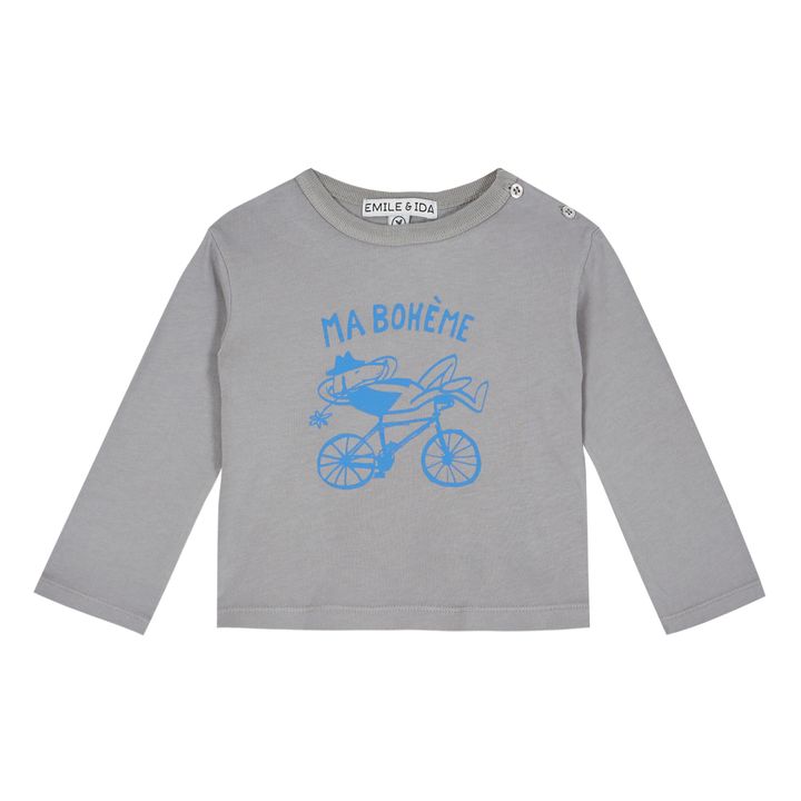 Bohème Organic Cotton Bicycle T-shirt Gris- Imagen del producto n°0
