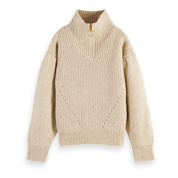 Zip Neck Jumper | Beige- Produktbild Nr. 0