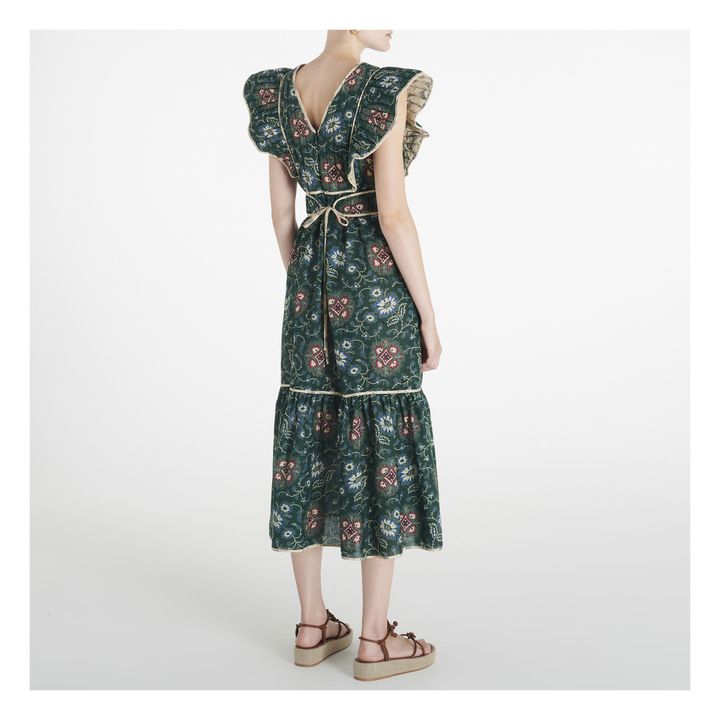 Robina Quilted Flutter Dress Verde scuro- Immagine del prodotto n°2