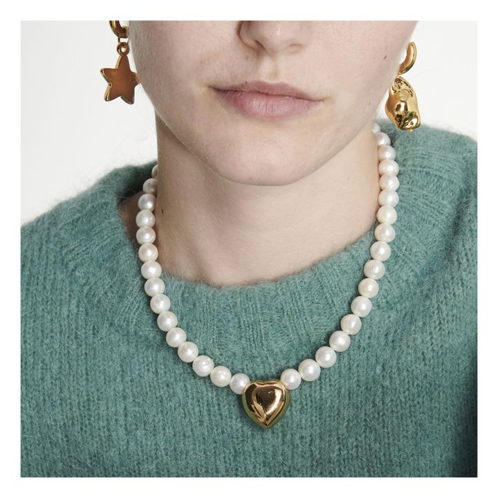 Boucles d'Oreilles Perle Baroque et Etoile | Doré- Image produit n°1
