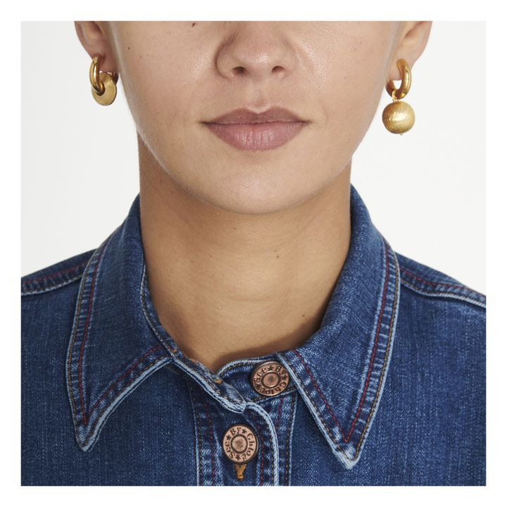 Brushed Effect Ball and Loop Earrings Dorado- Imagen del producto n°1
