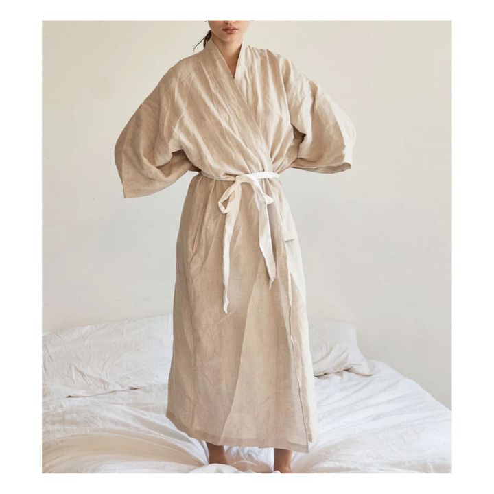 02 Belted Linen Dress | Beige- Immagine del prodotto n°1