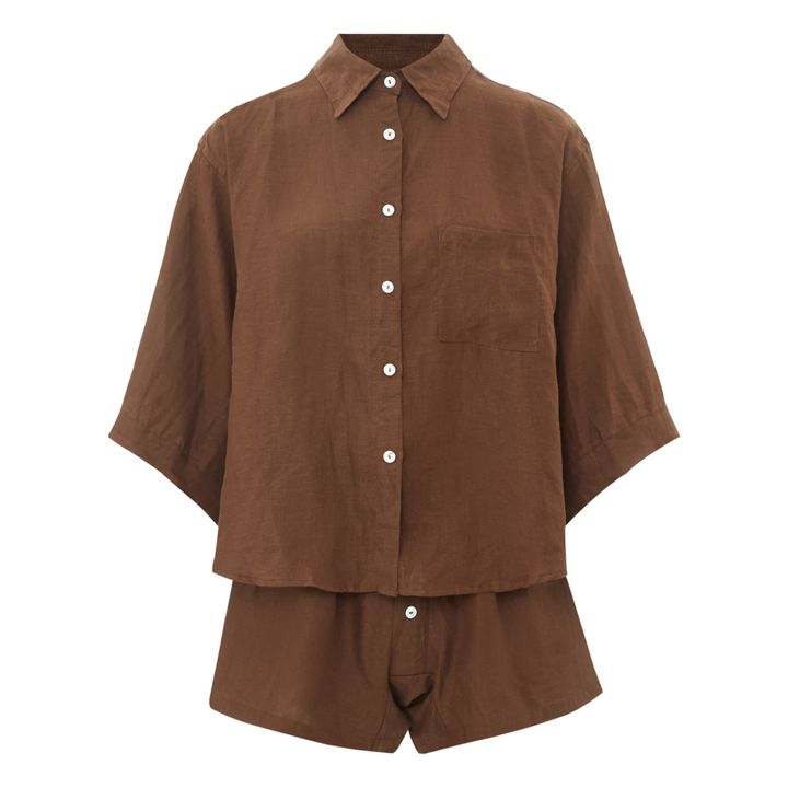 03 Linen Top & Bottom Set | Marrón- Imagen del producto n°0
