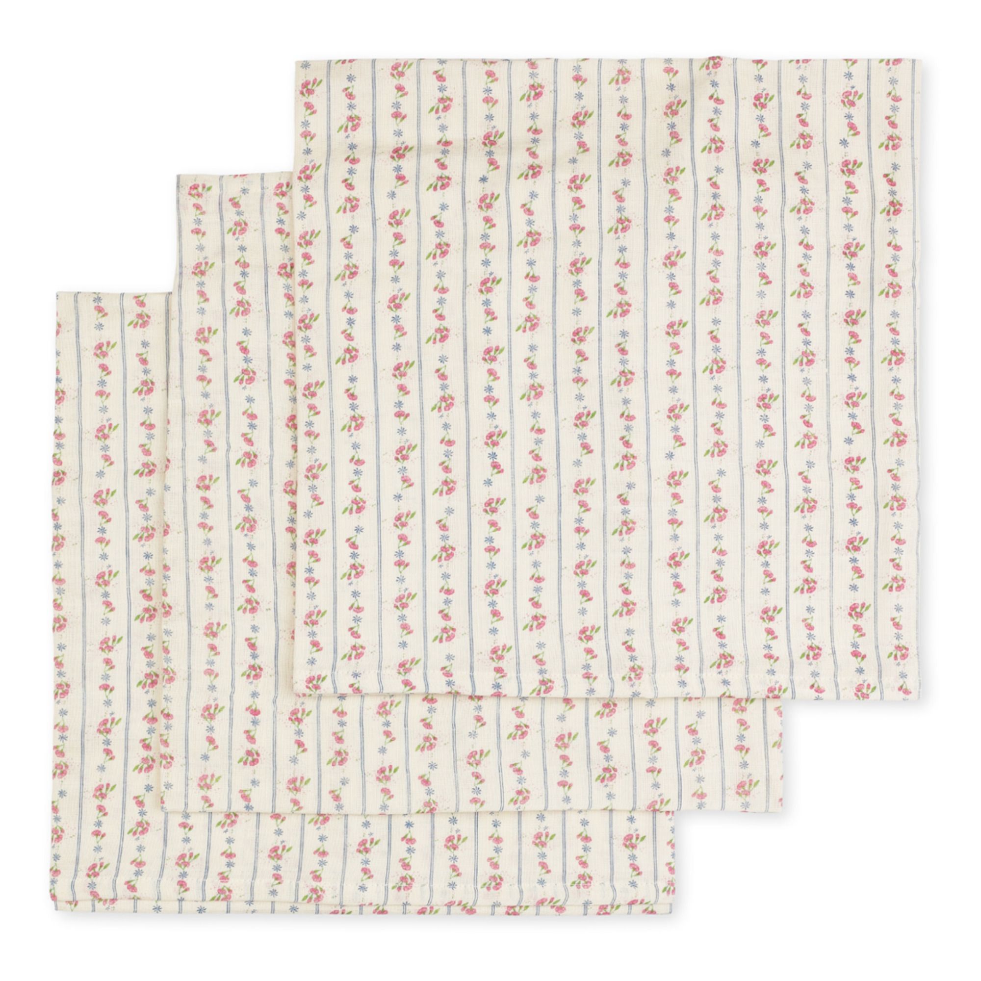 Langes en coton bio Nellie - Set de 3 | Rose- Image produit n°0
