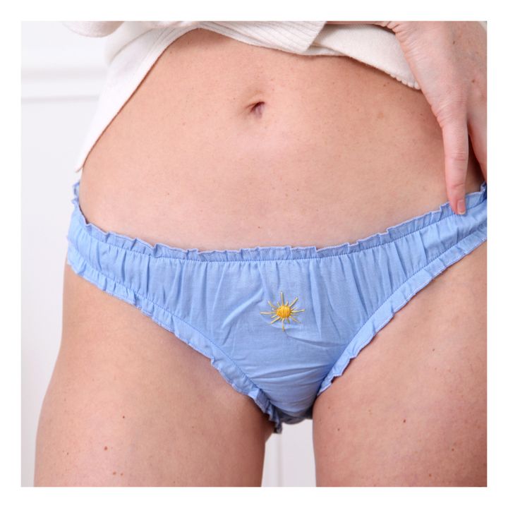 Simone Soleil Bragas Bordadas Algodón Ecológico | Azul Cielo- Imagen del producto n°1