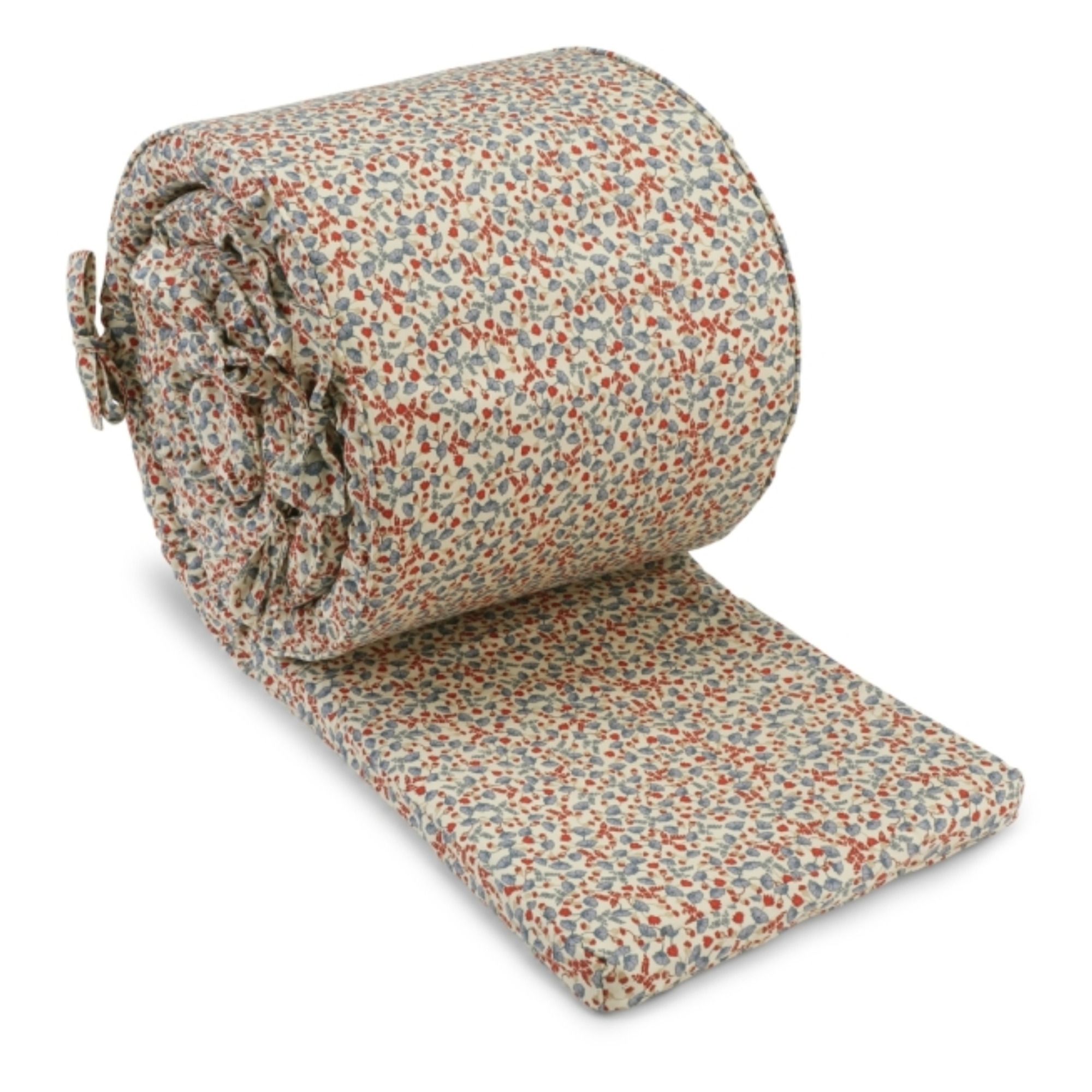 Flower Market Organic Cotton Bed Bumper | Blue- Product image n°0