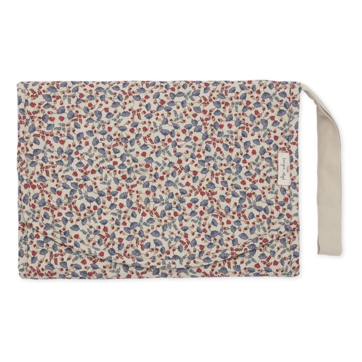 Matelas à langer de voyage en coton bio Marche de fleur | Bleu- Image produit n°0