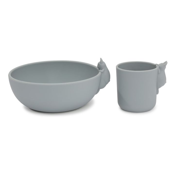 Bol et tasse Lapin en silicone | Bleu- Image produit n°0