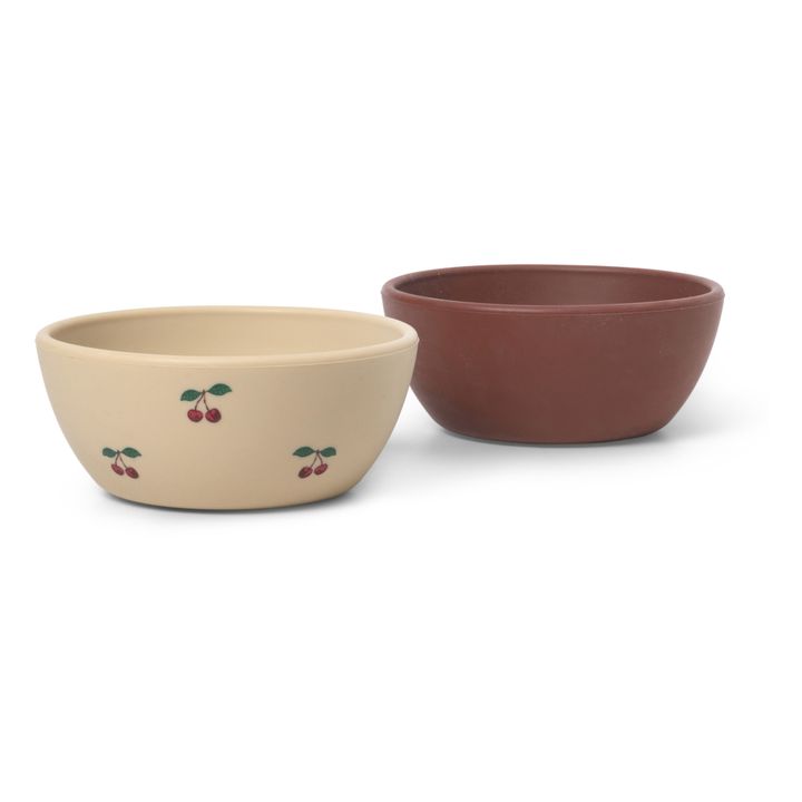 Bols en silicone Cherry/mocca - Set de 2 | Rouge cerise- Image produit n°0