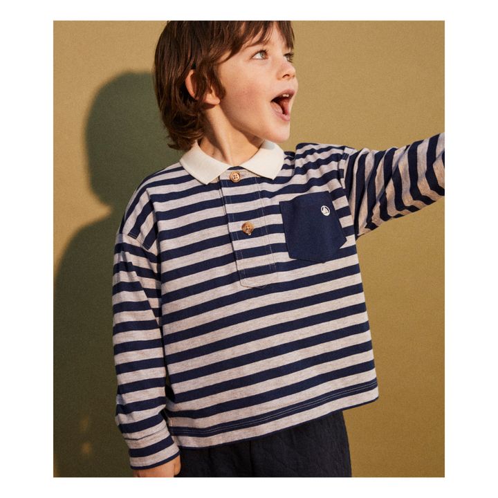 Choubidou Polo Neck Jersey T-shirt | Blue- Product image n°1