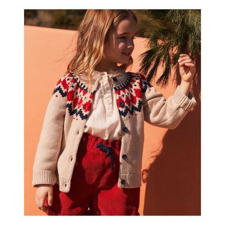 Carita Jacquard Knitted Cardigan | Beige- Produktbild Nr. 1