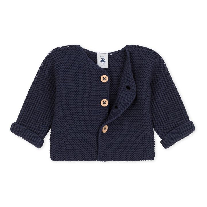 Clothilde Garter Stitch Knitted Cardigan Navy blue- Product image n°2