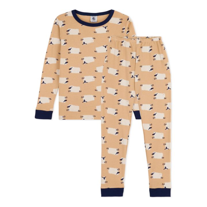 Pyjama Coton Bio Chiffre | Beige- Image produit n°0