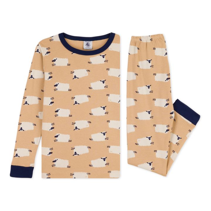 Pyjama Coton Bio Chiffre | Beige- Image produit n°2