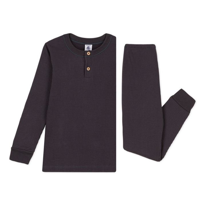Pyjama Coton Bio Côtelé Cobyou | Gris anthracite- Image produit n°2