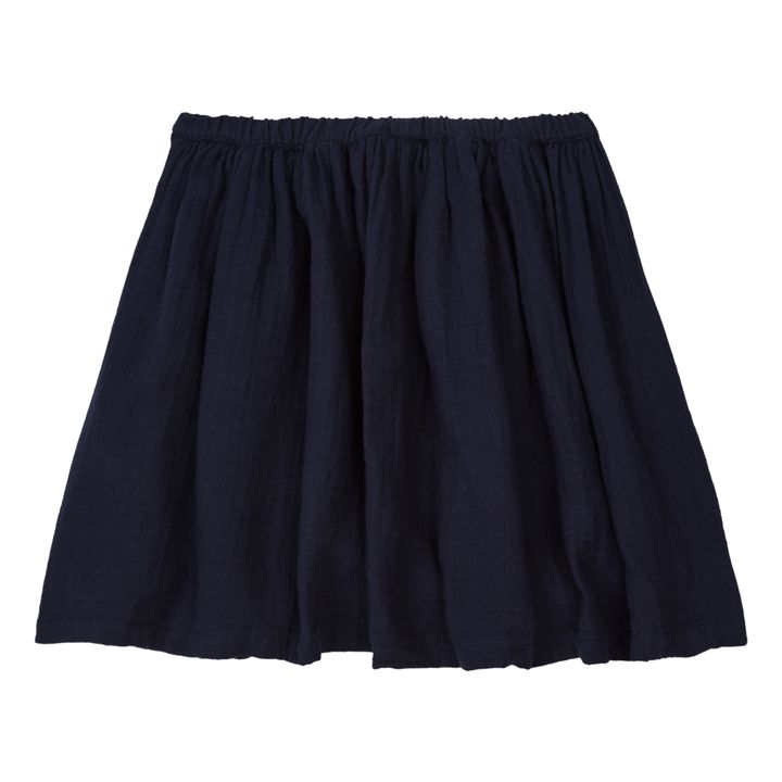 Raspberry Organic Cotton Muslin Skirt Navy blue- Product image n°1