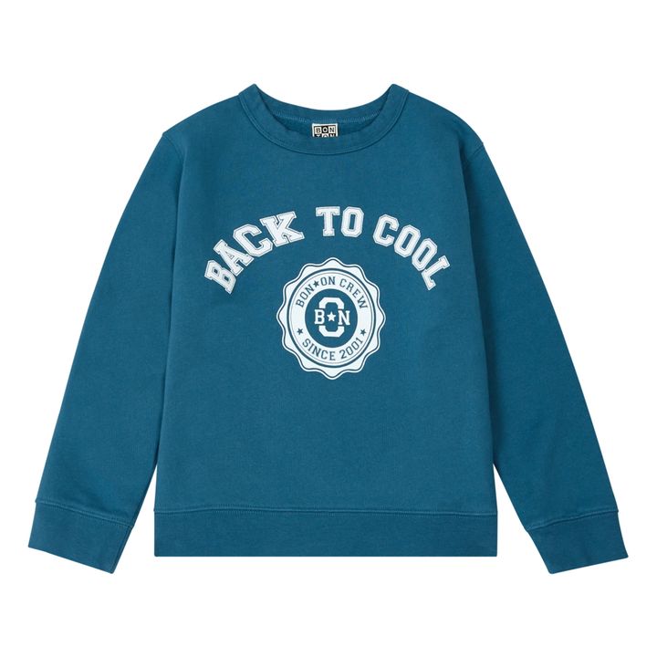 Sweat Coton Bio Back To Cool Bleu canard- Image produit n°0