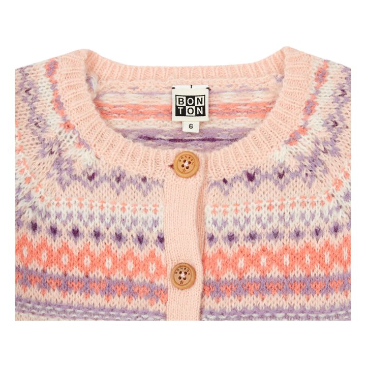 Cardigan Jacquard Toudou Rose pâle- Image produit n°1