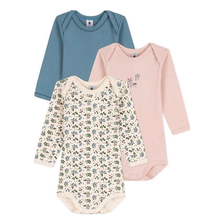 Fleurette Organic Cotton Baby Bodysuits - Set of 3 | Rosa Palo- Imagen del producto n°0