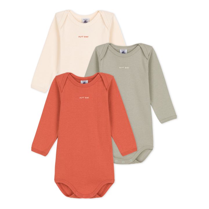 Lot 3 Bodies Coton Bio Hé Ho! Rouille- Image produit n°0