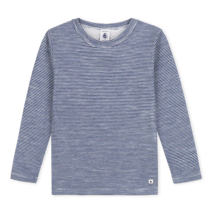 Striped Cotton and Wool Long Sleeve T-shirts | Azul Marino- Imagen del producto n°0