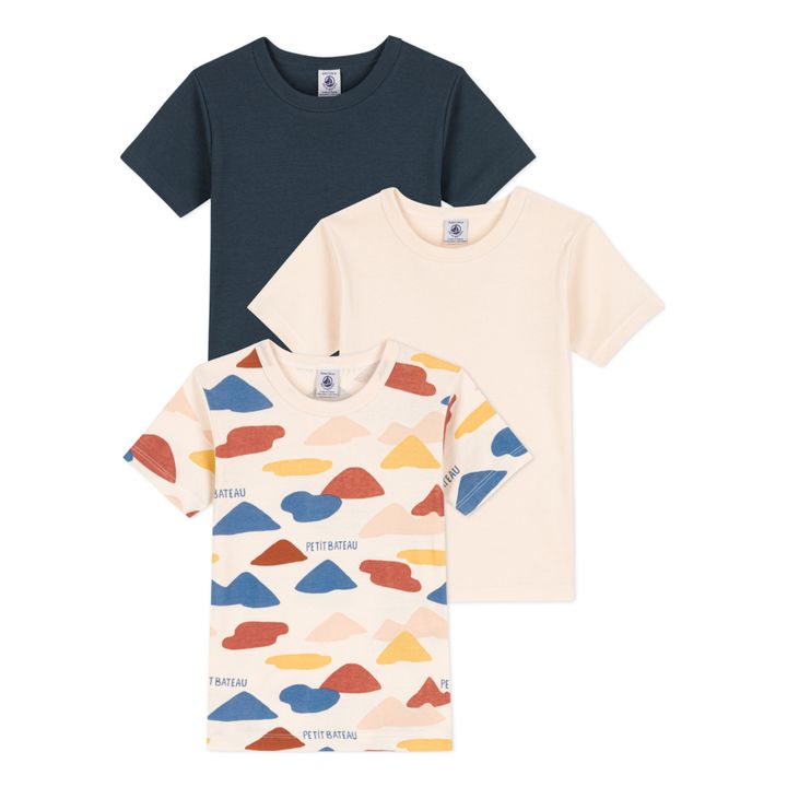 Lot 3 T-Shirts Coton Bio Nuages Ecru- Image produit n°0