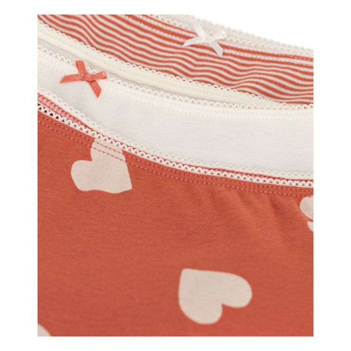 Organic Cotton Heart Briefs - Set of 3 | Rust- Product image n°1