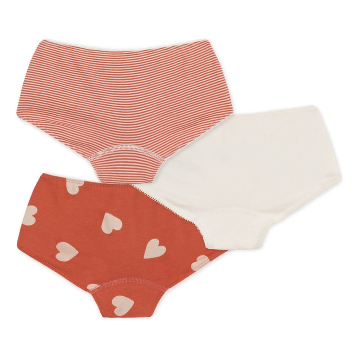 Lot 3 Shorties Coton Bio Cœurs | Rouille- Image produit n°2