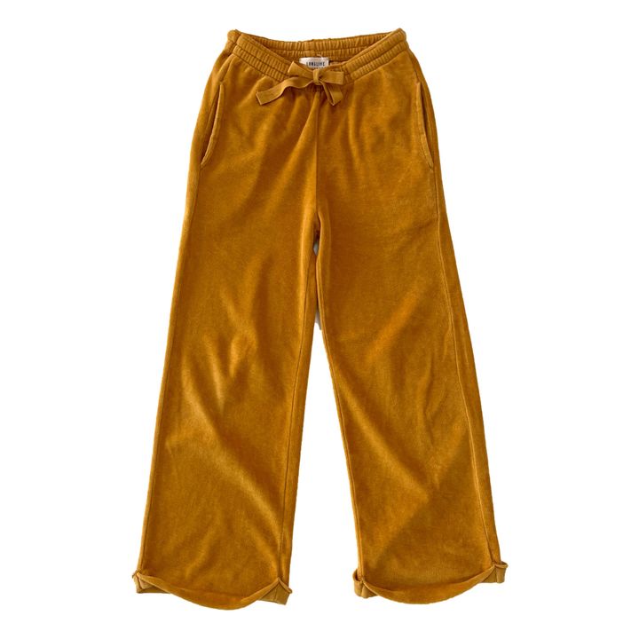 Organic Cotton Velour Straight Leg Joggers Mustard- Product image n°0