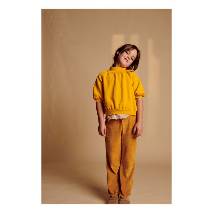 Jogger Droit Velours Coton Bio Jaune moutarde- Image produit n°3