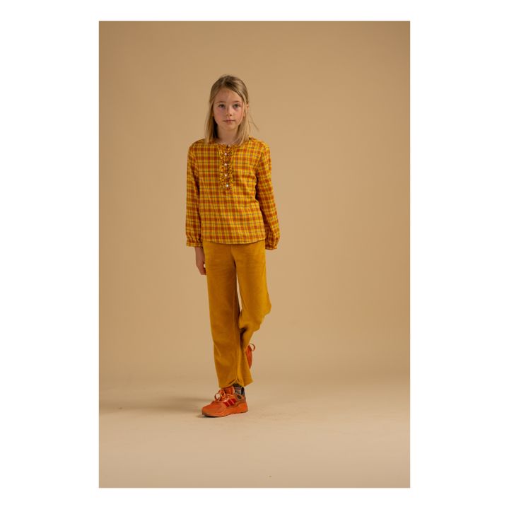 Jogger Droit Velours Coton Bio Jaune moutarde- Image produit n°4