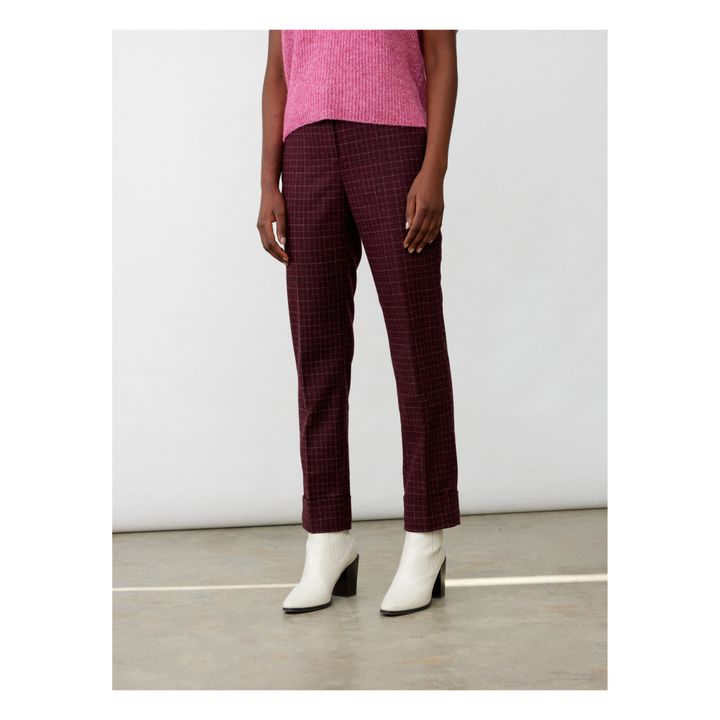 Panache Checked Woollen Trousers | Burdeos- Imagen del producto n°0