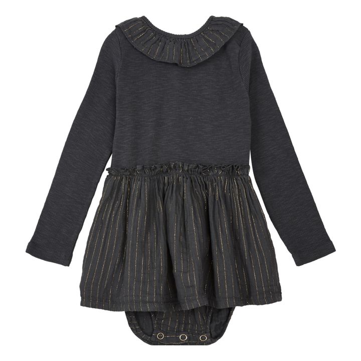 Sparkly Organic Cotton Muslin Bodysuit Dress Anthrazit- Produktbild Nr. 0